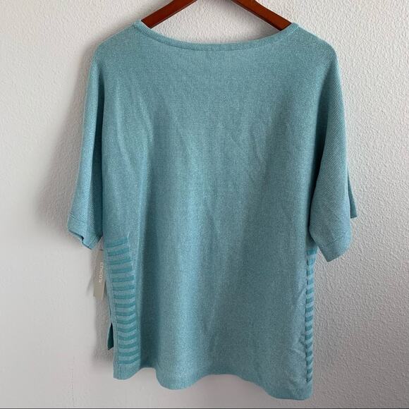 NWT Chico's Shimmer Side Rib Detail Linen Blend Pull On Sweater Top Chicos 1 - M - Picture 8 of 12